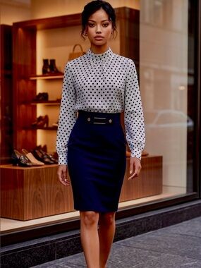 VENUS white & black polka dot dress